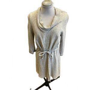 Gray Anthropologie Cozy Knit Dress with Belt and Cowl Neck